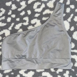 Gray One Shoulder Sports Bra